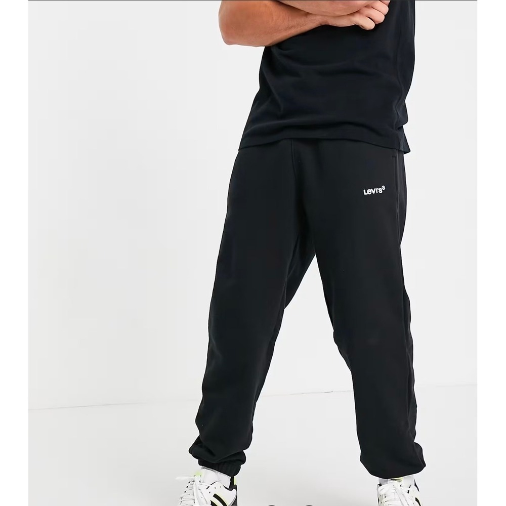Levis Mens Black Cotton French Terry Jogger Sweatpants Logo Red Tab XXL